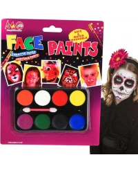 Palyaço Yüz Boyama Seti Fırçalı Makyaj Boyama Seti 8 Renk