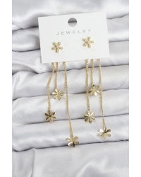 Papatya Model Gold Renk Pirinç Sallantılı Kadın Küpe