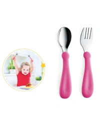  Paslanmaz Çelik Çatal Kaşık Seti 522 Pembe