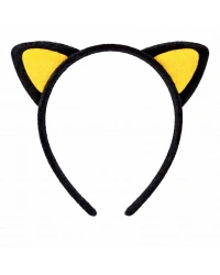 Peluş Kedi Kulak Taç Sarı Siyah – Çocuk Parti Kamp; Kostüm Tacı