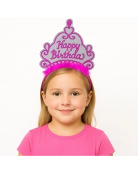 Pembe Happy Birthday Prenses Tacı – Doğum Günü Taç ANessiWorldesuarı