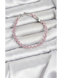 Pembe Kare Zirkon Taşlı Gümüş Renk Pirinç Su Yolu Kadın Bileklik