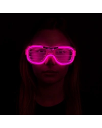 Pembe Led Işıklı Parti Gözlüğü - Neon Glow Şerit Gözlük 3 Modlu