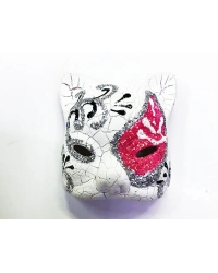 Pembe Renk İşlemeli Seramik Malzemeden İmal Venedik Kedi Model Magnet