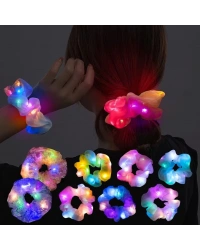 Pembe Renk Led Işıklı Lastikli Saç Tokası - 3 Modlu Festival  Parti Saç Tokası