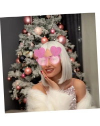 Pembe Renk Sim İşlenmiş Kalp Figürlü Parti Gözlüğü