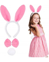 Pembe Tavşan Kostüm Seti – Taç, Papyon, Ponpon (12’li Paket)