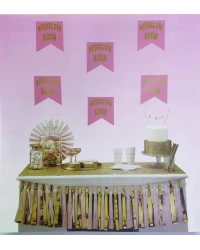 Pembe Üzeri Altın Hoşgeldin Kızım Flama Süs