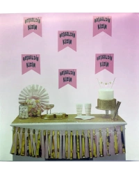 Pembe Üzeri Gümüş Renk Hoşgeldin Kızım Bayrak Süs