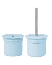  Pipetli Silikon Bardak Seti Mineral Blue / Powder Grey