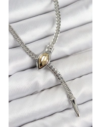 Pirinç Asansörlü Yılan Model Gümüş Renk Kadın Kolye