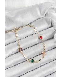 Pirinç Asorti Model Gold Renk Zirkon Taşlı Kadın Bileklik