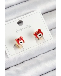 Pirinç Ayıcık Model Gold Renk Çocuk Küpe