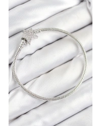 Pirinç Charm Zirkon Taşlı Yıldız Model Gümüş Renk Kadın Bileklik