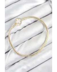 Pirinç Charm Zirkon Taşlı Yonca Model Gold Renk Kadın Bileklik