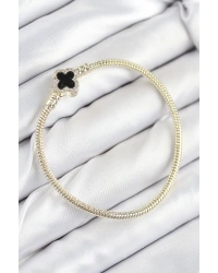 Pirinç Charm Zirkon Taşlı Yonca Model Gold Renk Kadın Bileklik