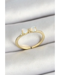 Pirinç Fiyonk Figürlü Zirkon Taşlı Gold Renk Ayarlanabilir Kadın Yüzük