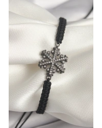 Pirinç Füme Renk Zirkon Taşlı Kar Tanesi Figür Makrome Asansörlü Model Kadın Bileklik