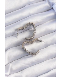 Pirinç Gold Gümüş Renkli Tırtıklı Kalp Küpe