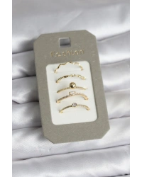 Pirinç Gold Renk 5li Yüzük Seti