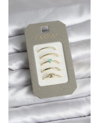 Pirinç Gold Renk 5li Yüzük Seti