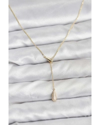 Pirinç Gold Renk Asansörlü Damla Model Kadın Kolye