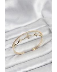 Pirinç Gold Renk Çiçek Model Kadın Bileklik