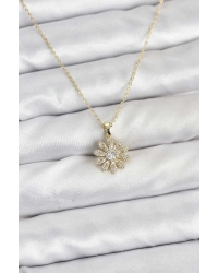 Pirinç Gold Renk Çiçek Model Kadın Kolye