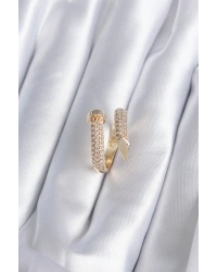 Pirinç Gold Renk Çivi Model Zirkon Taşlı Kadın Yüzük