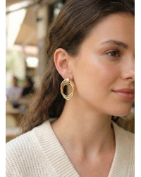 Pirinç Gold Renk Damla Model Vintage Kadın Küpe