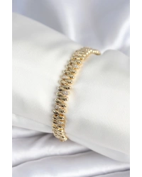 Pirinç Gold Renk Damla Model Zirkon Taşlı Kadın Bileklik