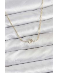 Pirinç Gold Renk Düğüm Kalp Model Kadın Kolye