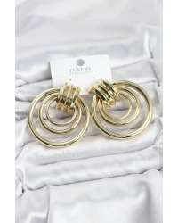 Pirinç Gold Renk Halka Model Vintage Kadın Küpe