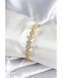 Pirinç Gold Renk Kalp Model Kadın Bileklik