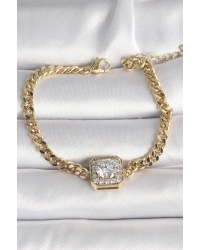Pirinç Gold Renk Kare Zirkon Taşlı Xuping Exclusive VIP Seri Kadın Bileklik