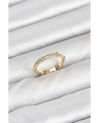 Pirinç Gold Renk Kemik Model Zirkon Taşlı Kadın Yüzük