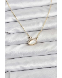 Pirinç Gold Renk Kuğu Model Kadın Kolye