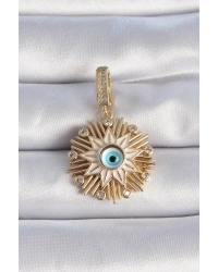 Pirinç Gold Renk Nazar Boncuklu Saçaklı Yıldız Figür Ajda Charm