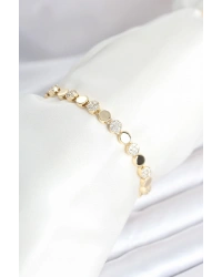 Pirinç Gold Renk Nokta Model Zirkon Taşlı Kadın Bileklik