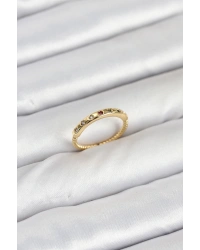 Pirinç Gold Renk Renkli Zirkon Taşlı Kadın Yüzük