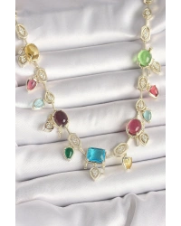 Pirinç Gold Renk Renli Zirkon Taşlı VIP Seri Kadın Kolye