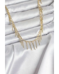 Pirinç Gold Renk Saçaklı Model Kadın Kolye