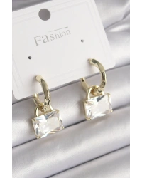 Pirinç Gold Renk Sallantı Zirkon Taşlı Çanta Model Kadın Küpe