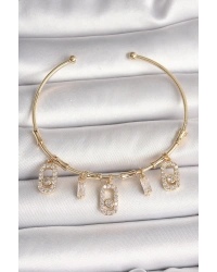 Pirinç Gold Renk Sallantı Zirkon Taşlı Messika Figür Charm Kadın Bileklik