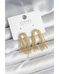 Pirinç Gold Renk Sallantılı Kadın Küpe