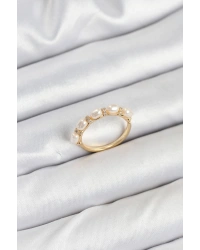 Pirinç Gold Renk Sıralı İncili Kadın Yüzük