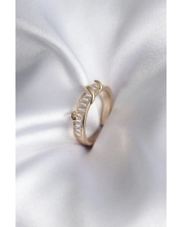 Pirinç Gold Renk Su Yolu Zirkon Taşlı Model Kadın Yüzük