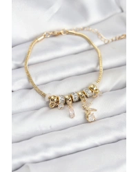 Pirinç Gold Renk Tinkerbell Charmlı Kadın Bileklik