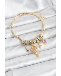 Pirinç Gold Renk Uçan Balon Charmlı Kadın Bileklik