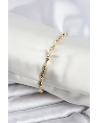 Pirinç Gold Renk VIP Seri İnce Kemik Model Zirkon Taşlı Kadın Bileklik